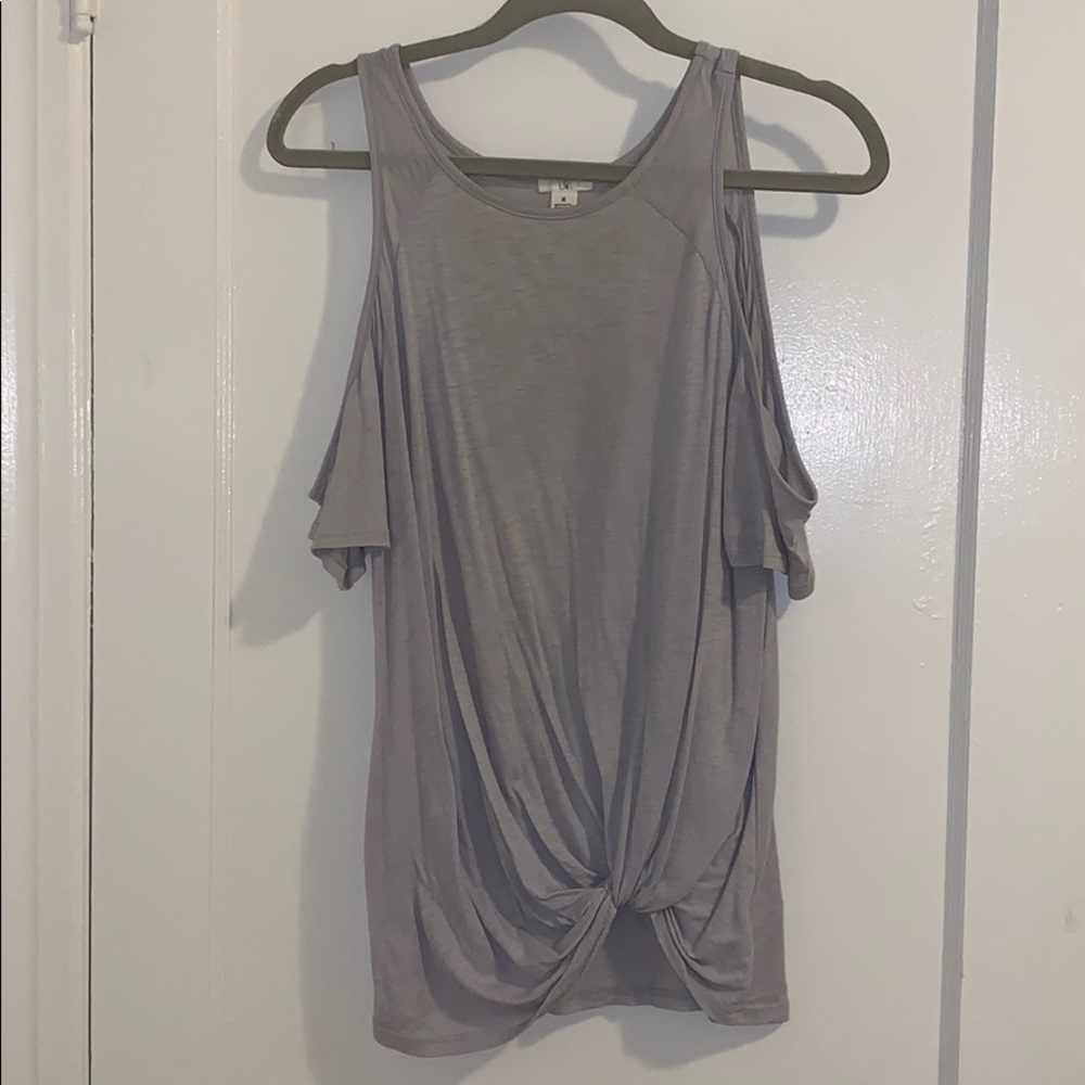 BP. Cold shoulder knotted front tee shirt